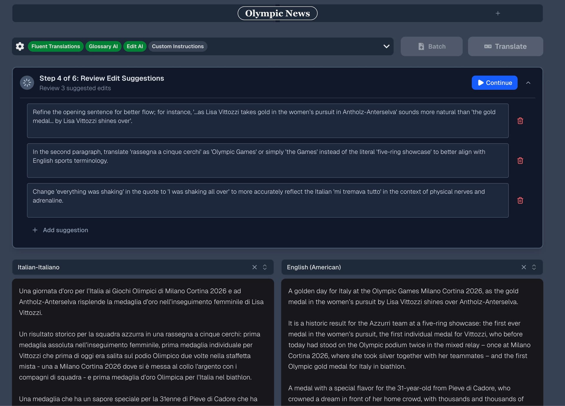Review AI edit suggestions